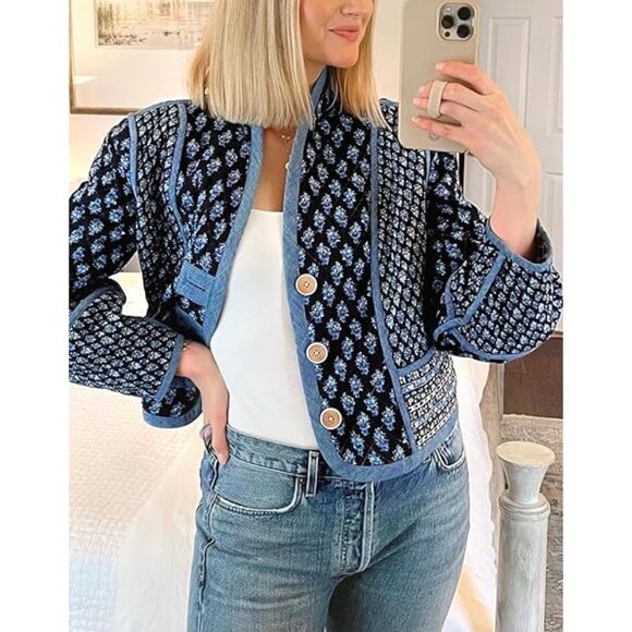 VERONICA BEARD Kamila Reversible Cotton Jacket in Cream Multi Size Large - Picture 3 of 16